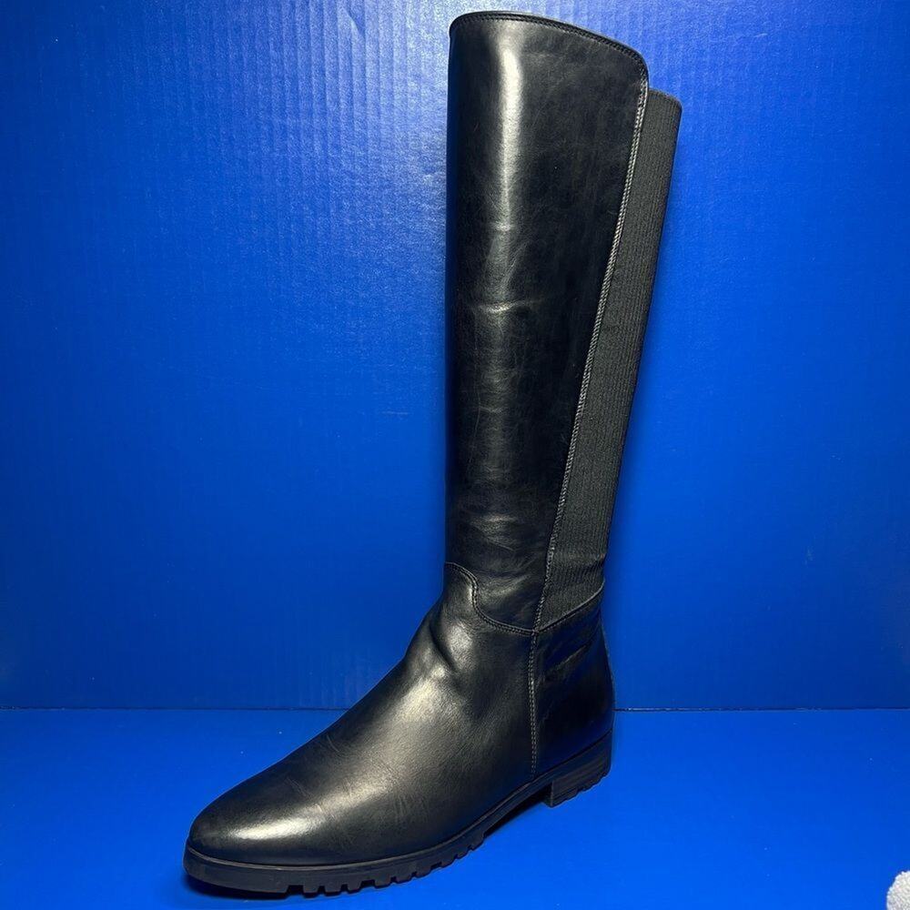 Paul Green Vario 31427 Leather Knee High Boots Black Point Toe Womens 5.5